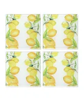 American Atelier 4 X 4" Lemon Branches Glass Coasters Set, 4 Piece