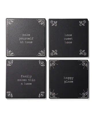 American Atelier 4.25'' D Happy Place Ceramic Coasters Set, 4 Piece