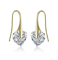 Genevive Sterling Silver Cubic Zirconia Stylish Party Heart Earrings