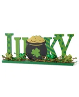 Glitzhome 15.75" L St. Patrick's Lucky Wooden Table Decor