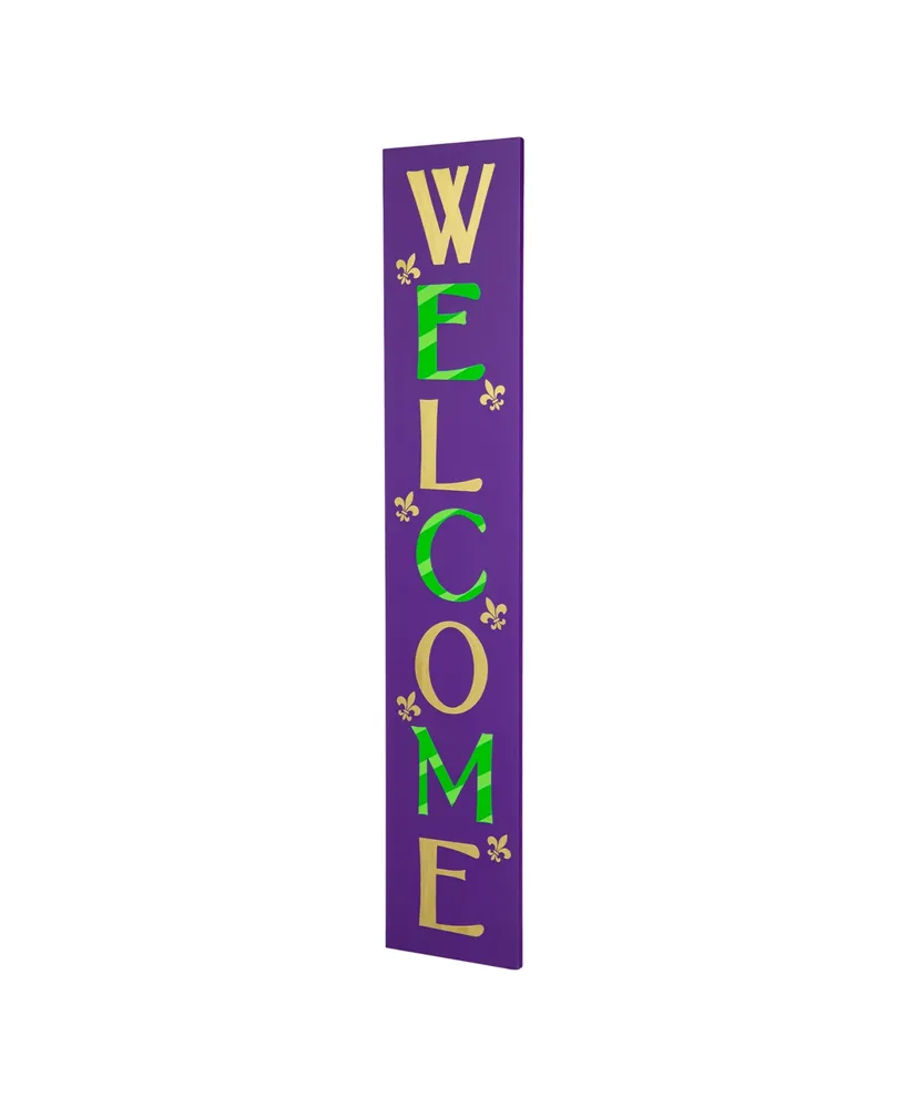 Glitzhome 42" H Mardi Gras Welcome Wooden Porch Sign