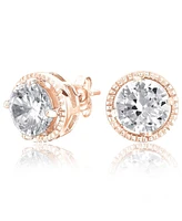 Genevive Sterling Silver Cubic Zirconia Round Earrings