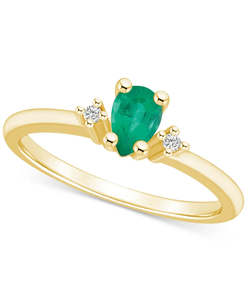 Emerald (3/8 ct. t.w.) & Diamond Accent Pear Ring 14k Gold (Also Sapphire, Pink Sapphire)