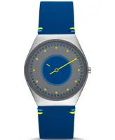 Skagen Men's Grenen Solar Halo Ocean Blue Leather Watch, 37mm