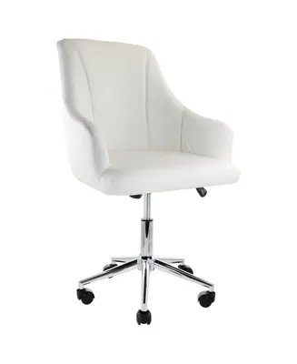 Elama Adjustable Faux Leather Rolling Office Chair in White with Chrome Finish