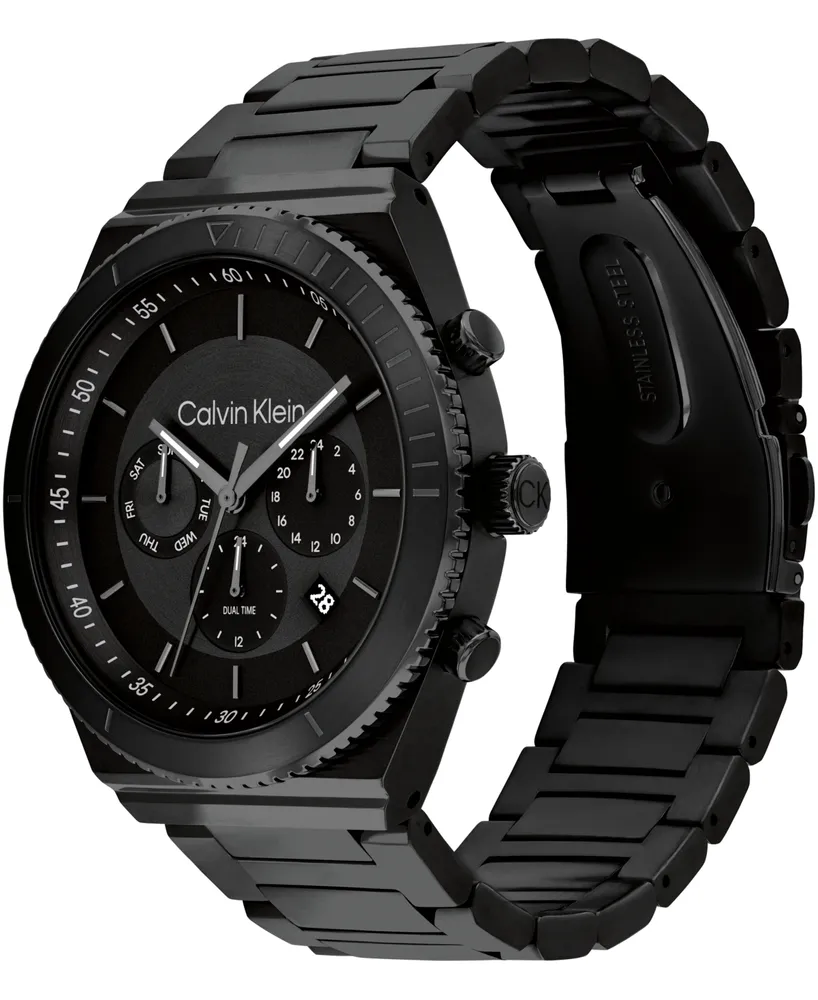 Calvin Klein Men's Black-Tone Stainless Steel Bracelet Watch 44.5mm