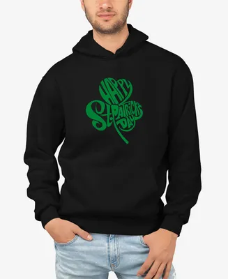 La Pop Art Men's St. Patrick's Day Shamrock Word Hooded Sweatshirt