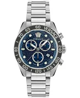 Versace Men's Swiss Chronograph Greca Dome Stainless Steel Bracelet Watch 43mm