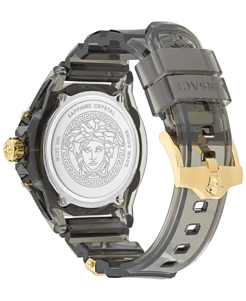 Versace Men's Swiss Icon Active Black Silicone Strap Watch 42mm