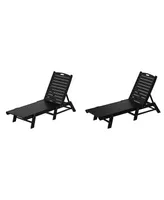 WestinTrends Poly Reclining Outdoor Patio Chaise Lounge Chair Adjustable (Set of 2)