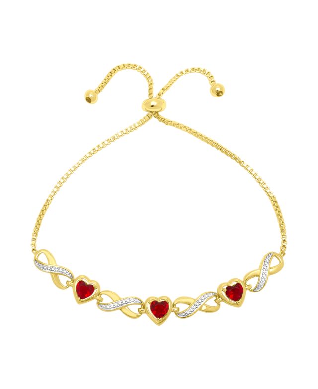 Macy's 14k Gold Plated Brass Simulated Ruby Infinity Heart Bracelet