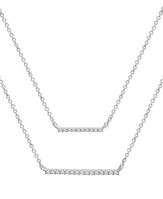 Wrapped Diamond Double Bar Layered Necklace (1/6 ct. t.w.) 10k White or Yellow Gold, 17" + 1" extender, Created for Macy's