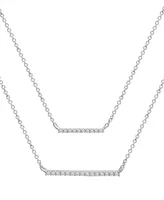 Wrapped Diamond Double Bar Layered Necklace (1/6 ct. t.w.) 10k White or Yellow Gold, 17" + 1" extender, Created for Macy's