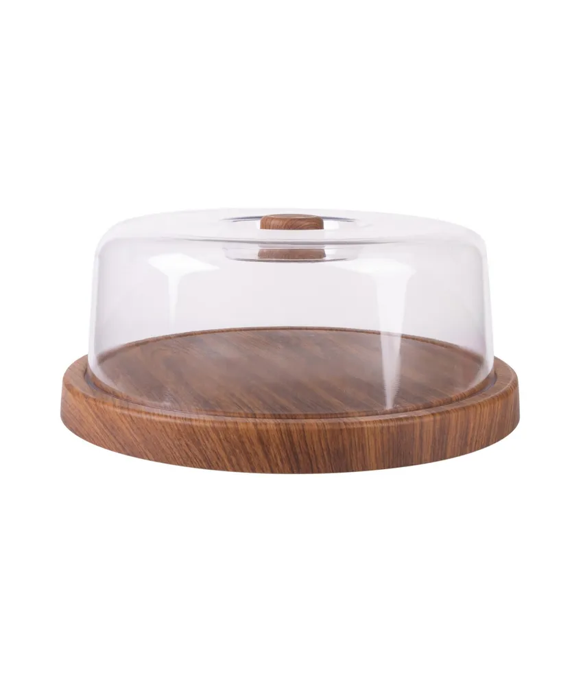 Luxe Party Mahogany Collection Cake Serving Tray with Cover