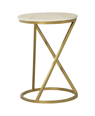 Coaster Home Furnishings Round Accent Table with Marble Top - White, Antique