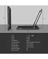 Costway 2.25HP 2-in-1 Folding Under Desk Treadmill Speaker Remote Control