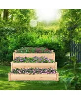 Costway 3 Tier Wooden Raised Vegetable Garden Bed Elevated Planter Kit Outdoor Gardening