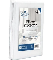 The Grand Poly-Cotton Zippered Pillow Protector - 200 Thread Count - Protects Against Dust, Dirt, and Debris - Queen Size - 4 Pack