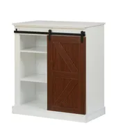 Luxen Home 15.44" Wood, Medium Density Fiberboard 1-Sliding Barn Door Storage Cabinet