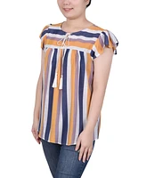 Petite Drawstring Neck Top