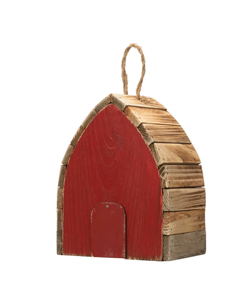 Glitzhome 8.5" H Washed Distressed Solid Wood Birdhouse