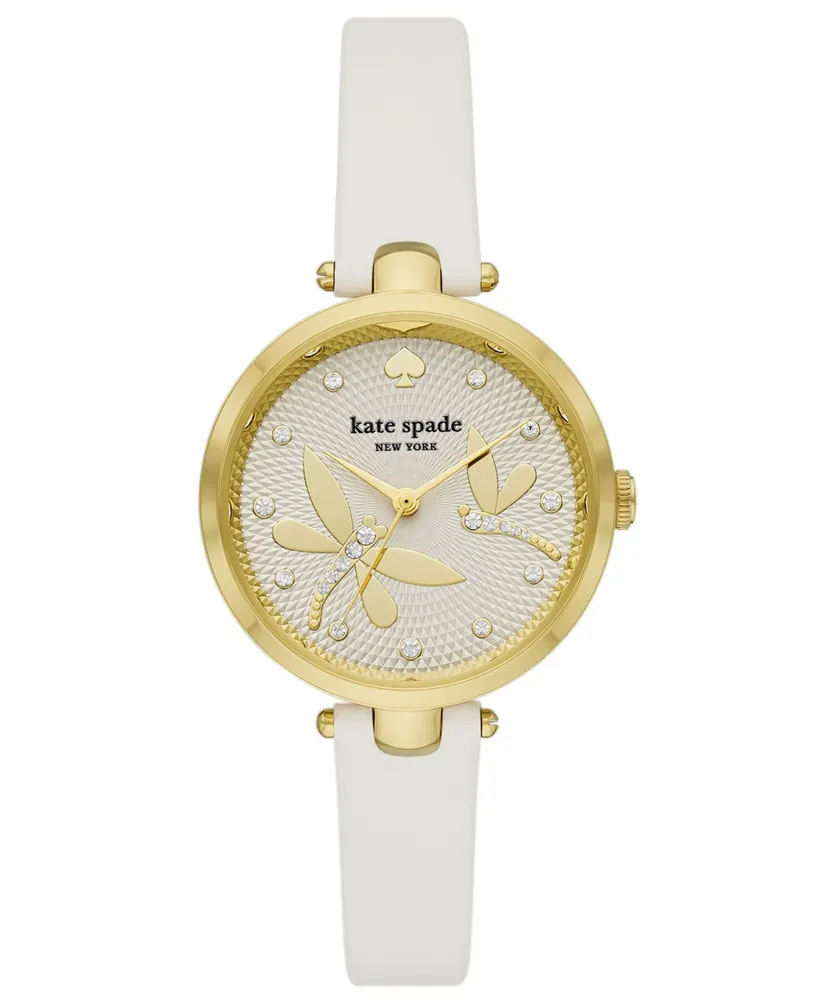 kate spade new york Women's Holland Three Hand Quartz White Leather Watch 34mm