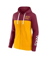 Women's Fanatics Burgundy, Gold Washington Commanders Take The Field Color Block Full-Zip Hoodie