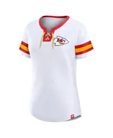 Women's Fanatics White Kansas City Chiefs Sunday Best Lace-Up T-shirt