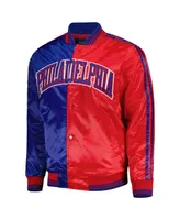 Men's Starter Royal, Red Philadelphia 76ers Fast Break Satin Full-Snap Jacket