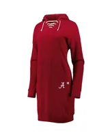 Women's Touch Crimson Alabama Crimson Tide Quick Pass Lace-Up V-Neck Hoodie Dress