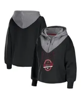 Women's Wear by Erin Andrews Black Miami Heat Pieced Quarter-Zip Hoodie Jacket