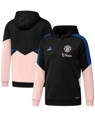 Men's adidas Black, Pink Manchester United Training Aeroready Quarter-Zip Hoodie