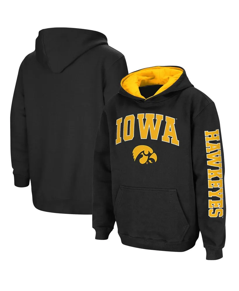 Youth Boys Colosseum Black Iowa Hawkeyes 2-Hit Team Pullover Hoodie