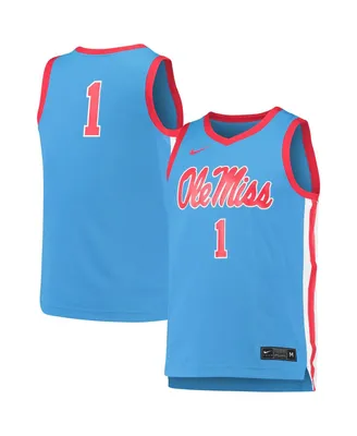 Men's Nike #1 Light Blue Ole Miss Rebels Replica Basketball Jersey