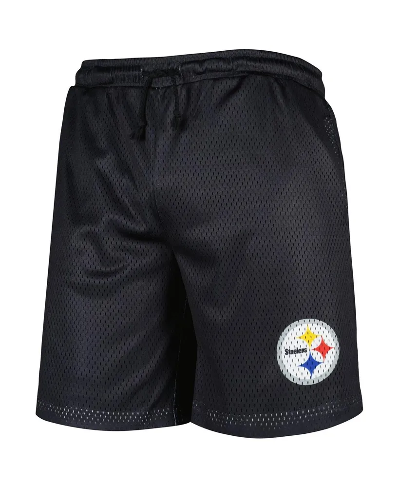 Men's Foco Black Pittsburgh Steelers Colorblock Mesh V-Neck and Shorts Set