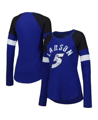 Women's G-iii 4Her by Carl Banks Royal Kyle Larson Action Tri-Blend Thermal Raglan Long Sleeve T-shirt