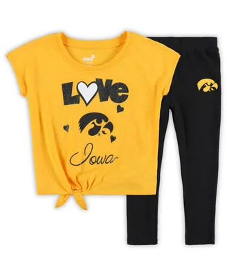 Preschool Girls Gold, Black Iowa Hawkeyes Forever Love T-shirt and Leggings Set