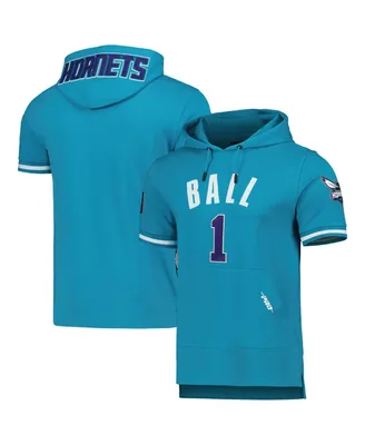 Men's Pro Standard LaMelo Ball Teal Charlotte Hornets Name and Number Short Sleeve Pullover Hoodie