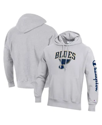 Men's Champion Heather Gray St. Louis Blues Reverse Weave Pullover Hoodie