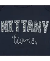 Women's Pressbox Navy Penn State Nittany Lions Steamboat Animal Print Raglan Pullover Sweatshirt