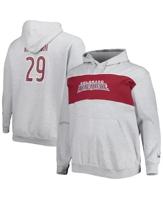 Men's Nathan MacKinnon Heather Gray Colorado Avalanche Big and Tall Player Lace-Up Pullover Hoodie