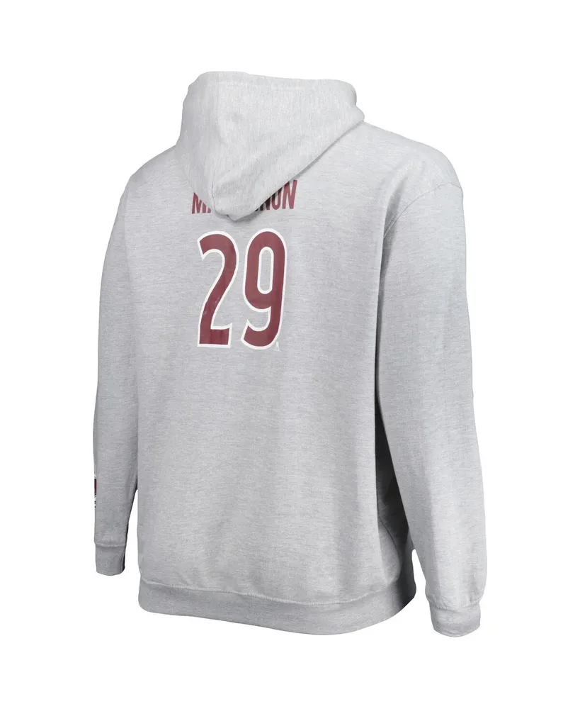 Men's Nathan MacKinnon Heather Gray Colorado Avalanche Big and Tall Player Lace-Up Pullover Hoodie