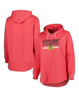 Women's Heather Red Chicago Blackhawks Plus Fleece Pullover Hoodie