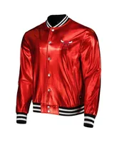 Men's and Women's The Wild Collective Red Chicago Bulls Metallic Full-Snap Bomber Jacket
