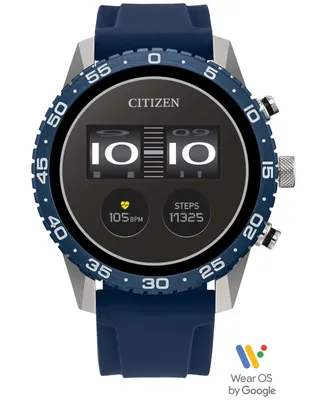 Citizen Unisex Cz Smart Wear Os Silicone Strap Smart Watch 45mm