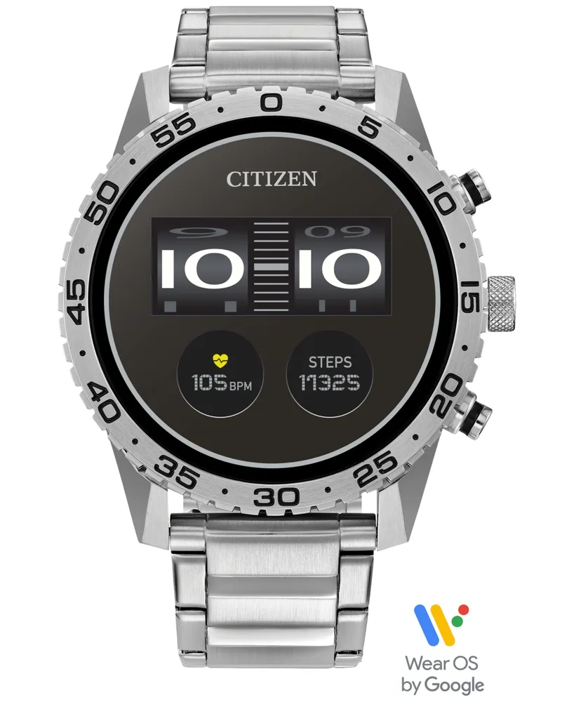 Citizen Unisex Cz Smart Wear Os Stainless Steel Bracelet Smart Watch 45mm - Silver