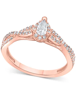 Diamond Pear Twist Engagement Ring (1/2 ct. t.w.) 14k White, Yellow or Rose Gold