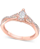 Diamond Pear Twist Engagement Ring (1/2 ct. t.w.) in 14k White, Yellow or Rose Gold