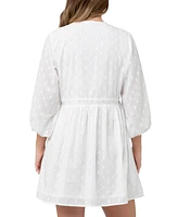 Ripe Maternity Valentina Embroidered Long Sleeve White Dress