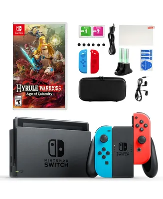 Nintendo Switch in Neon with Hyrule Warriors & Accessory Kit